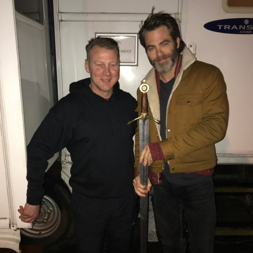David Jenkins with Chris Pine on set, Outlaw King